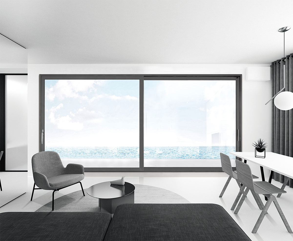 系統門窗裝修效果圖-大玻璃推拉門